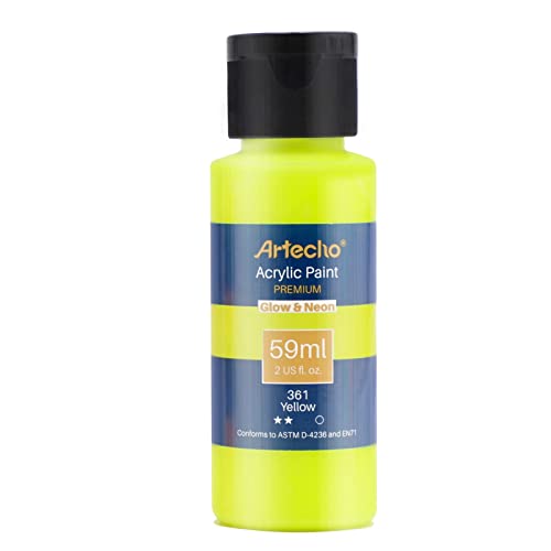 Artecho Glow in the Dark Paint, Neon Yellow 59ml