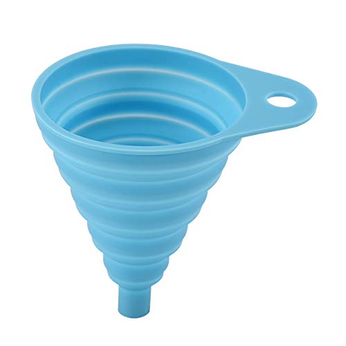 Collapsible Silicone Funnel Set, 2 Pack Large and Wide Fold Funnels for