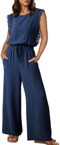 Amazon.com: Ekouaer Summer Jumpsuits for Women Short Sleeve Wide