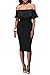 Wonderoy Women's Ruffles Off Shoulder Fitted Club Party Cocktail Bodycon Midi Dress XL Black