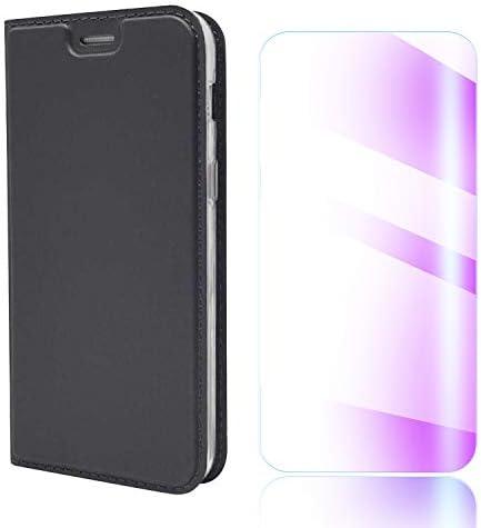The Grafu Sony Xperia XZ2 Compact Case, Premium Leather Shockproof Wallet Cover with Kickstand and Free Tempered Glass Screen Protector for Sony Xperia XZ2 Compact, Black