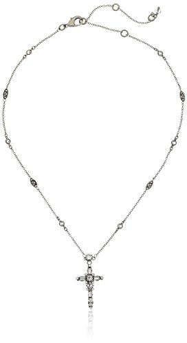 Sorrelli  "Crystal Clear" Delicate Cross Pendant Necklace, 17" + 4"extender