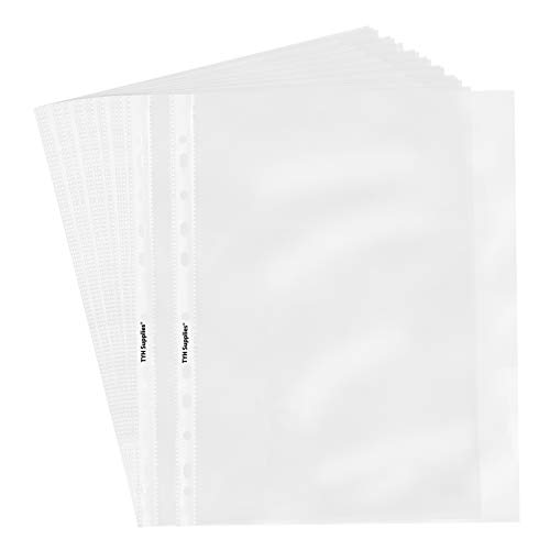 TYH Supplies 50 Pack Heavyweight Clear Sheet Protectors 8.5 x 11 Inch Top Loading Non Vinyl Acid Free 11 Hole - Thumbnail 7