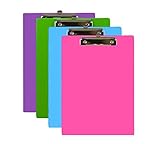 Bazic Standard Size PVC Clipboard with Low Profile Clip, Assorted Colors, 6-Pack