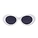 Clout Goggle Oval Sunglasses Round Lens Bold Retro Kurt Cobain Glasses (white+white checker)