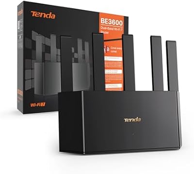 RE3L Router Wi-Fi 7 BE3600 Dual-Band, Mesh WiFi, Porte WAN/LAN Gigabit, 5 Antenne Verticali, 4K-QAM, MLO, NFC, VPN, WPA3, Controllo tramite App