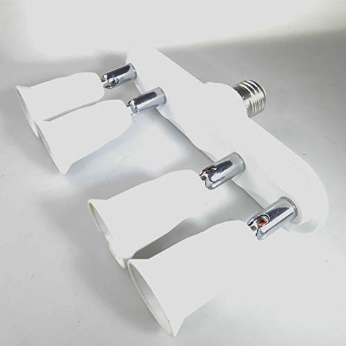 CACT CactusAngui Rotary Splitter E27 to 4 E27 LED Lamp Adapter Converter Bulb Base Socket Holder White
