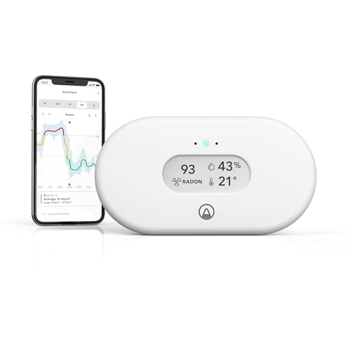 Airthings View Radon 2989 - Zuverlässiger Raumluftqualitäts-Messgerät für Radon, Temperatur und Feuchtigkeit mit WLAN-Verbindung, Hub-Funktionalität &