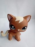Littlest Pet Shop Toys Shorthair Kitten Cat LPS Rare Standing Cat Mask Short Hair (choose your cat) for Kids Gift (Brown, Green Eyes, White Ears) 1pc