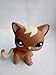 Littlest Pet Shop Toys Shorthair Kitten Cat LPS Rare Standing Cat Mask Short Hair (choose your cat) for Kids Gift (Brown, Green Eyes, White Ears) 1pc