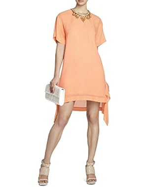 BCBGMAXAZRIA Women's Sharon Silk Scarf Hem Shift Dress, Bright Nectar, XX-Small