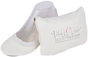 Fold up White Bridal Flats-White Foldable Ballet Flat Shoes,Purse Pack & Handy Tote Bag