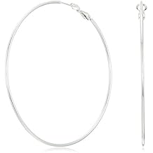 Silver Plated Polished Rounded Fashion Hoop Earrings with Paddle Back