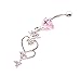 WOWOHE Belly Button Rings for Women Stainless Steel 14G Pink Hearts Dangle Long Belly Rings Body Piercing Jewelry Navel Rings