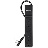 Belkin BSE600-06BLK-WM 6-Outlet Power Strip Surge Protector with 6-Foot Power Cord, 600 Joules