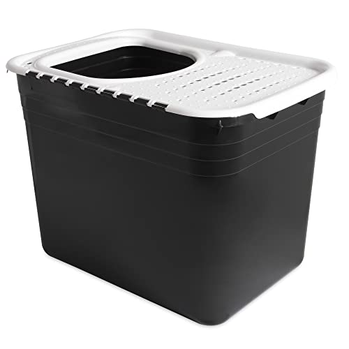 Petmate Premium Top Entry Litter Box with Filter to Clean Paws and