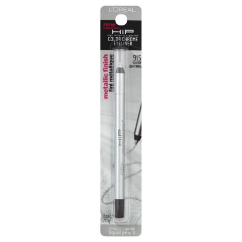 L'Oreal Paris HiP Studio Secrets Professional Color Chrome Eyeliner, Silver Lightening - 0.03 Ounce, 2 Pack