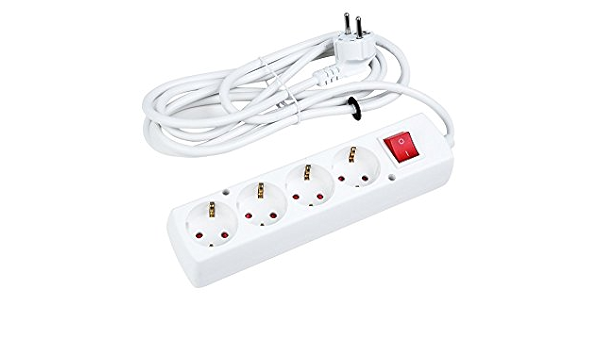 Cable alargador de 4 enchufes con interruptor (1,5, 3, 5, 10 ...