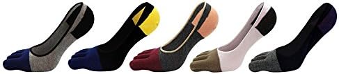 Donnadream 5 Pair Men Toe Socks, Mens No Show Deodorant Cotton Socks Men's Five Finger Summer Toe Socks Non Slip Breathable Cotton Socks (Mix color)