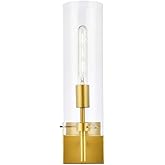 Living District Savant 1-Light Metal Wall Sconce in Brass and Clear