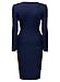 Miusol Women's Formal V Neck Navy Style Long Sleeve Slim Pencil Dress