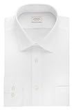 Arrow Men's Poplin Athletic Fit Solid Spread Collar Dress Shirt, White, 17-17.5