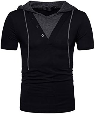 Men's Short Sleeve Hoodie T-Shirt Casual Slim Fit Workout Pullover Hooded Shirts