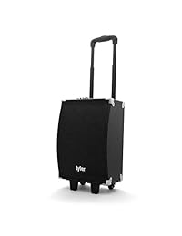 Tyler Tailgate Portátil Bluetooth inalámbrico Sistema de PA TWS404 BK con entrada de micrófono, amplificador incorporado + ecualizador, entrada para conector de guitarra, puerto de carga USB y ruedas y manija para transporte