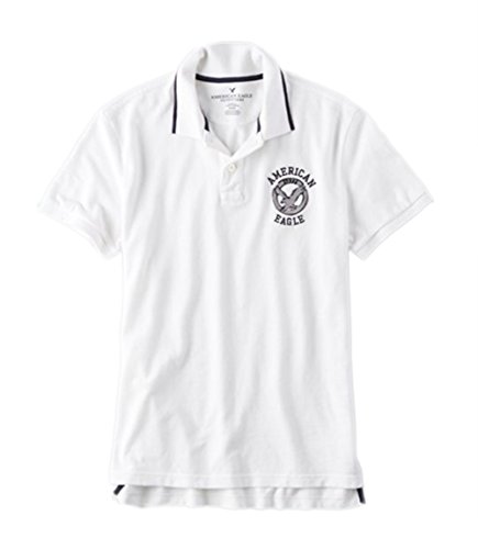 American Eagle Outfitters AEO Signature Graphic Men s Polo Shirt, Size XL (White)