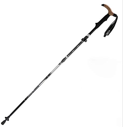 WCS Men And Women Outdoor Trekking Pole Ultra Light Carbon Fiber Folding Crutch (Color : Black)