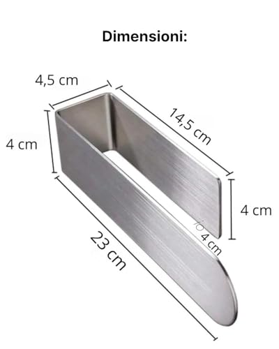 HOLESS - Bathroom Towel Holder - Stainless Steel - Strong 3M Adhesive - No Drilling - Easy to Install - Supports Up to 5 kg - Length 23 cm
