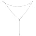 Wowanoo Vintage Double Layer Alloy Crystal Choker Necklace with Long Chain Pendant Silver2