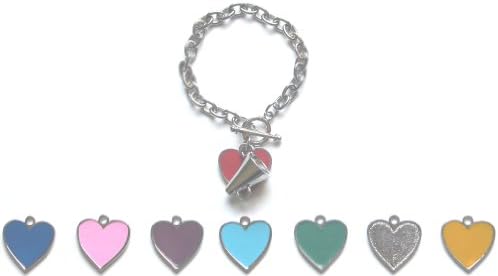 Cheer Megaphone Chain Bracelet with Colored Heart - Purple (Brand New) - 6pc