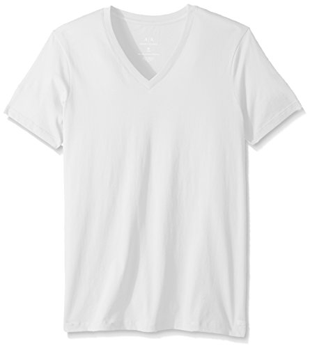 A|X Armani Exchange Men's Classic Cotton V Neck tee, White, XXL