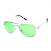 zeroUV Colorful Premium Silver Metal Aviator Glasses with Color Lens Sunglasses (Green)