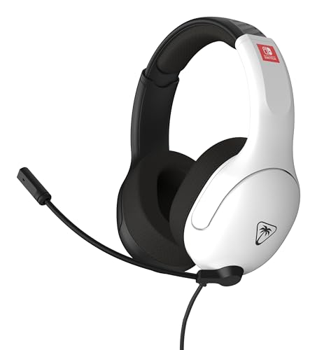 Airlite Fit Casque de Jeu Filaire Noir et Blanc sous Licence Officielle pour Toutes Les Nintendo Switch - Microphone à Bascule et Silencieux, Oreillettes de Confort supérieur