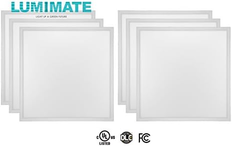 Lumimate 24x24 Inch 45w Ultra Thin Glare-Free Edge-Lit 5000k White Daylight Drop Ceiling Dimmable LED Light Panel Fixture (UL,DLC)(6-Pack)