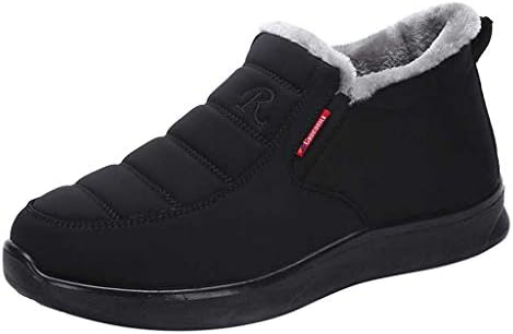 Kinlene Mens Boots Outdoor Warm Liners Wear-Resistant Slip-On Shoes Retro Shoes