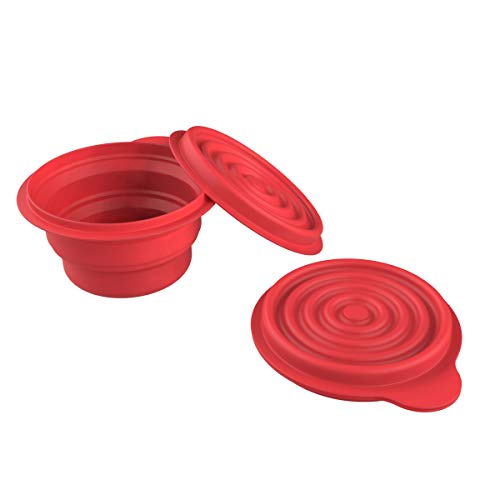 Wakeman 75-CMP1047 Outdoors Collapsible Lids BPA Free Silicone, Reusable Hot or Cold Food Bowl for Camping, Travel, Hiking, More (2 Pack), Red