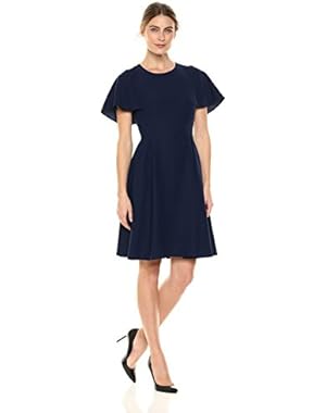 Women's Cape Sleeve Fit and Flare Dress