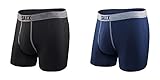 SAXX Men's Set of 2 (two) Platinum Boxer Briefs SXBB41F - Color: Black and Navy; Size: Large; Essential Colors for Daily Use
