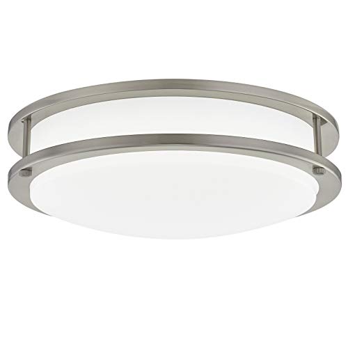 Gruenlich LED Flush Mount Ceiling Lighting Fixture, 13 Inch Dimmable 22W (150W Replacement) 1370 Lumen, Metal Housing with Nickel Finish, ETL and Damp Location Rated (5000K-Daylight White)