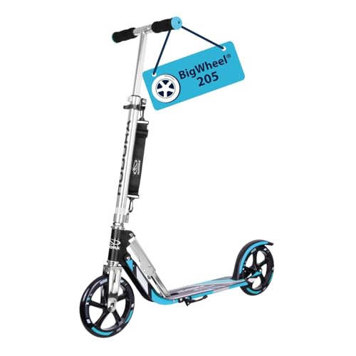 HUDORA BigWheel 205 Scooter - Stabiler Aluminium-Roller - Höhenjustierbarer & zusammenklappbarer Cityroller mit Ständer - Sportlicher Kinder- & Erwach