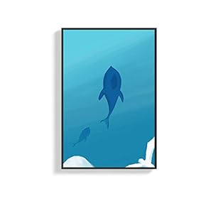 Framed Canvas Wall Art for Living Room, Bedroom Dolphins Canvas Prints for Home Decoration Ready to Hanging - 16x24 inches