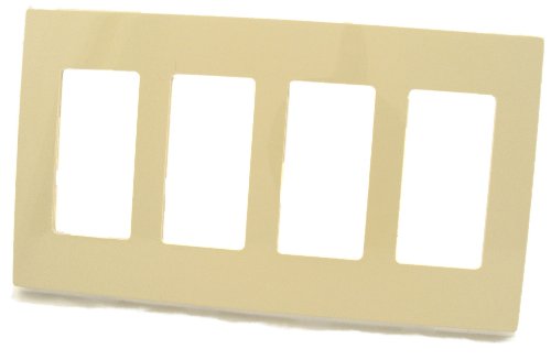 Leviton 80312Si 4Gang Decora Plus Wallplate Screwless Snapon Mount, Ivory