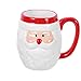 DEI Ceramic Santa Face Embossed Mug, 20 Ounces, White/Red