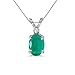 10k White Gold Oval Emerald And Diamond Pendant with 16