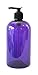 SanDaveVA Brand 16oz Purple Plastic Bottle PET Round Bottles w/Black Lotion Pumps 3 bottles/PK and Kraft Labels
