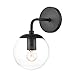 Light Society LS-W264-BK-CL Zeno Black and Clear Glass Globe Wall Sconce, Mid Century Modern Retro Vintage Style