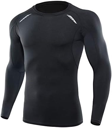 CAWANFLY Men's Compression Shirt Baselayer Long Sleeve Tops Cool Dry Skin Fit Athletic Workout Shirts
